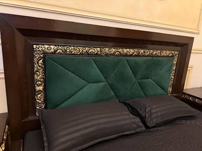 Luxury King Size Bed with Side Tables – Premium Turkish Leather Finish