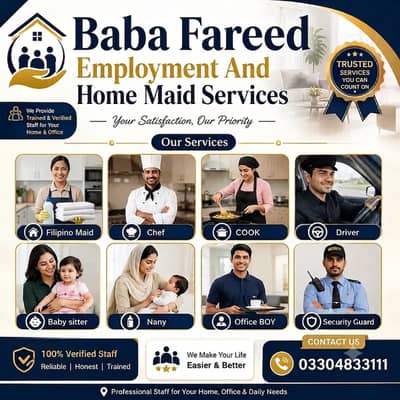 Maids / House Maids / cook / House chef / Baby Sitter maid available