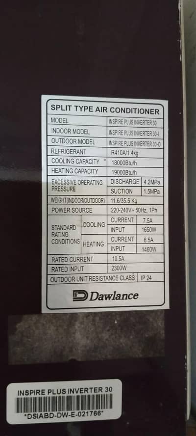 Dawlance Inspire Plus Inverter 1.5 Ton Split AC
