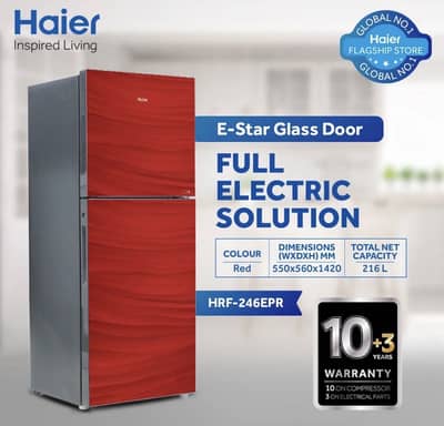 Haier HRF-246 EPR Red Glass Door Fridge 9 CFT