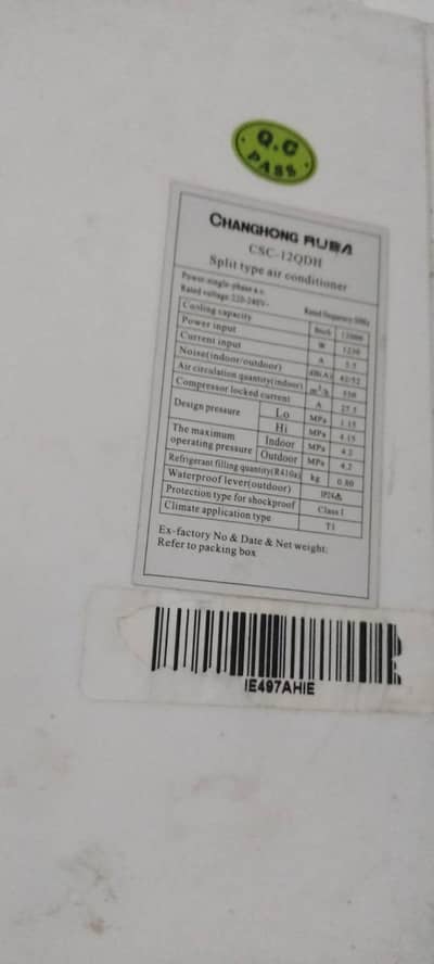 Changhong Ruba 1 Ton Split AC – Good Condition