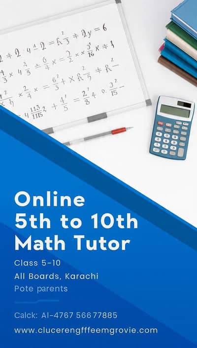Online 5th to 10th Math Tutor - All Boards - Karachi