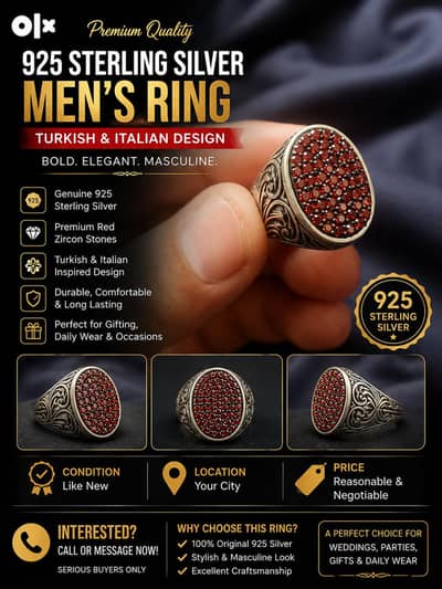 925 sterling silver original men Turkish | style ring