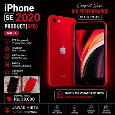 iPhone SE 2020 (64gb) (PRODUCT RED) | PTA Approved