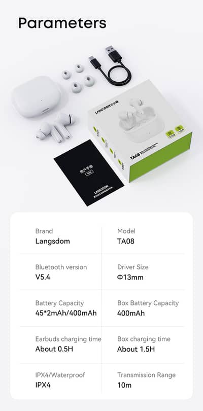  Langsdom TA08 Wireless Earbuds | ANC + ENC | 360° Spatial Audio