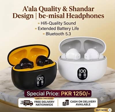 Premium Wireless Bluetooth 5.3 Earbuds | Hi-Fi Stereo Sound | led