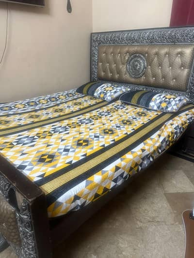 Double Bed with mattress 2 Royal Chairs with tea table for sale