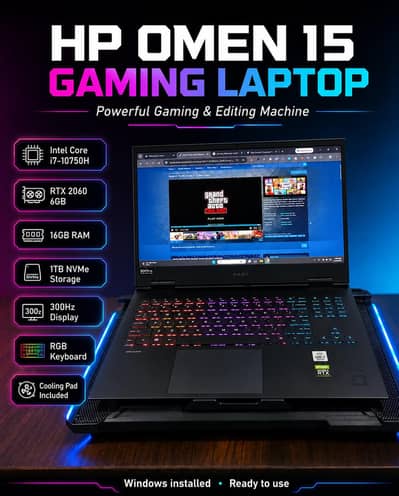 HP Omen 15 Gaming Laptop i7 10th RTX 2060