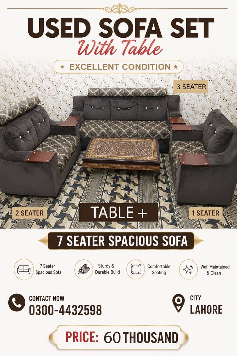 Excellent condition spacious sofa with table 0