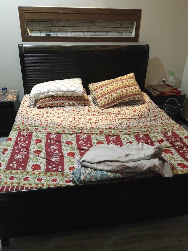 double bed with side table and dressing 0