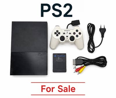 Sony PS2 Console Full Set with Controller, Cables & Memory Card