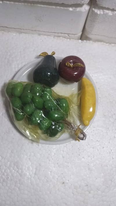 Decorative Hand-Carved Marble and Fruit Platter
