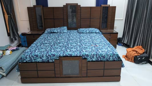King Size bed for sale with two side tables & mattress