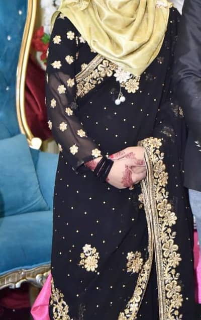 Georgette black saree