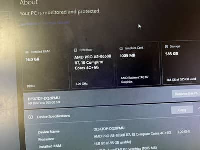 HP EliteDesk 705 G2 SFF |A8-8650B 3.9GHz| (16GB Ram) Negotiable