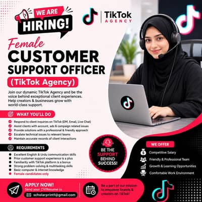 Female Customer Support Officer (TikTok Agency)