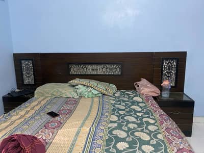Bed set with side table dressing table & Cupboard