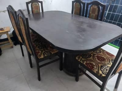 six seater dining table with 6 chairs for sale