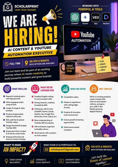AI Content & YouTube Automation Executive (Full-Time | On-Site)