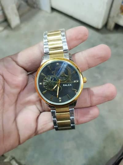 Gold silver Skeleton watch 45mm