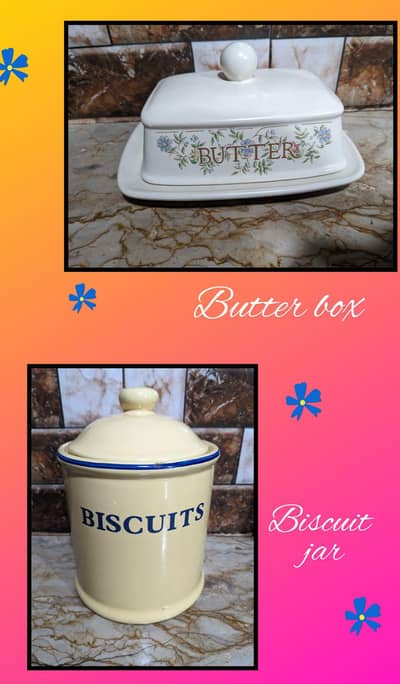 biscuit jar , butter box