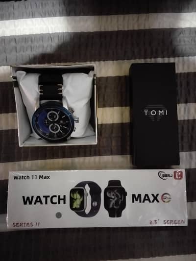 3 Imported Watches | SmartWatch 11 Max + TOMI + Twin Blade | Box Open