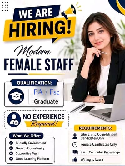 Urgent Hiring Fresh Female Staff