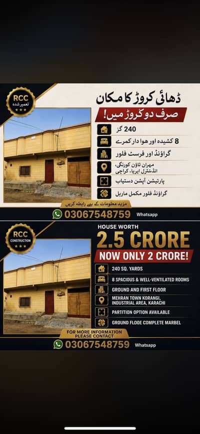 House For Sale - Mehran Town, Korangi Industrial Area Sector 6-H