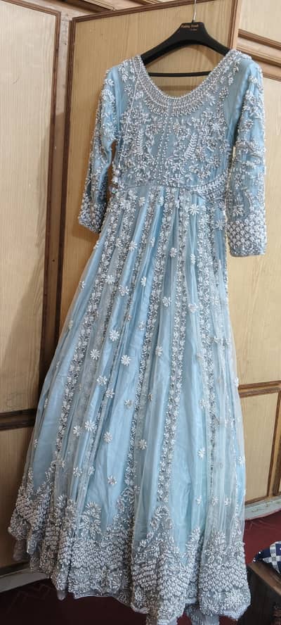 Walima Mexi Ice blue color with dupatta & Purse