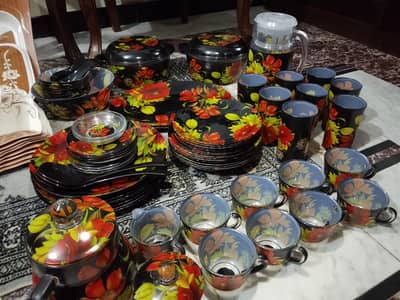 luminarc black marble glass dinner set