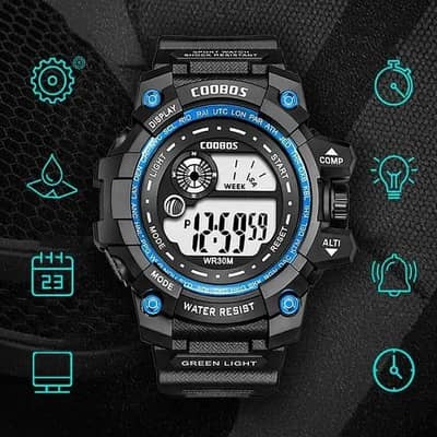 Men's Digital Watch --COLOR : black / blue . Only (COD).