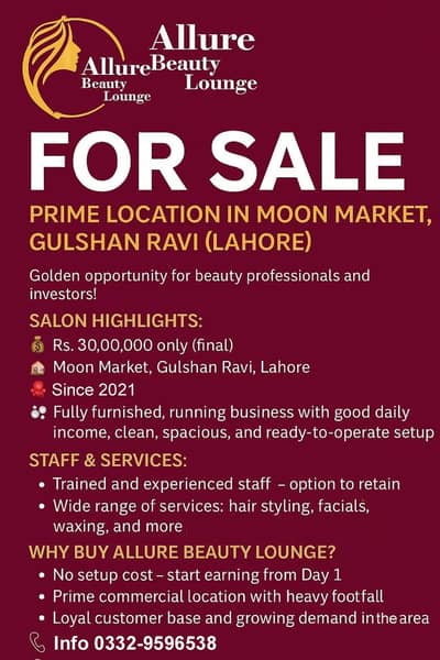 High End Beauty Parlour for sale