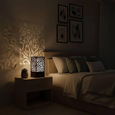 Premium Wooden Laser Cut Night Lamp / Bedside Table Lamp