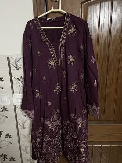3piece embroided  sapphire purple color
