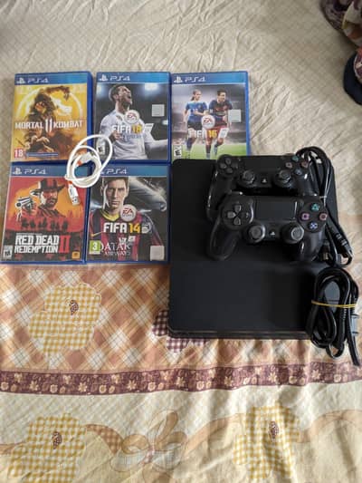 ps4 slim 500 gb non jailbreak with 5 cds