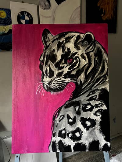 : Magenta Panther Wall Art | Bold Animal Painting*