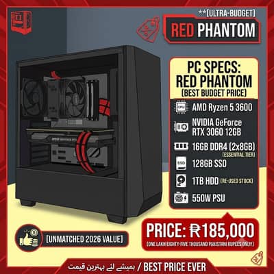The Red Phantom | RYZEN 5 3600 | RTX 3060 12GB | 16GB DDR4 |