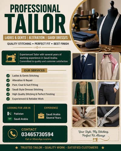 Professional Tailor (soudi experienced ladies and gents