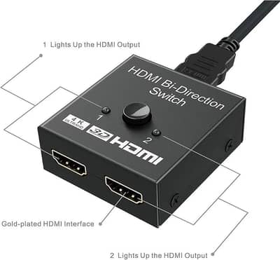 JDMI Switch 2 port BI-Directional manual button HDMI switch 2in1