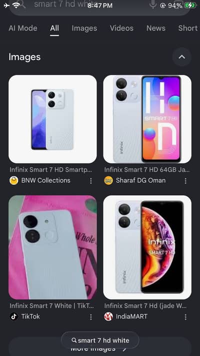 Infinix smart 7 hd 4/64 white colour set saaf pta proved