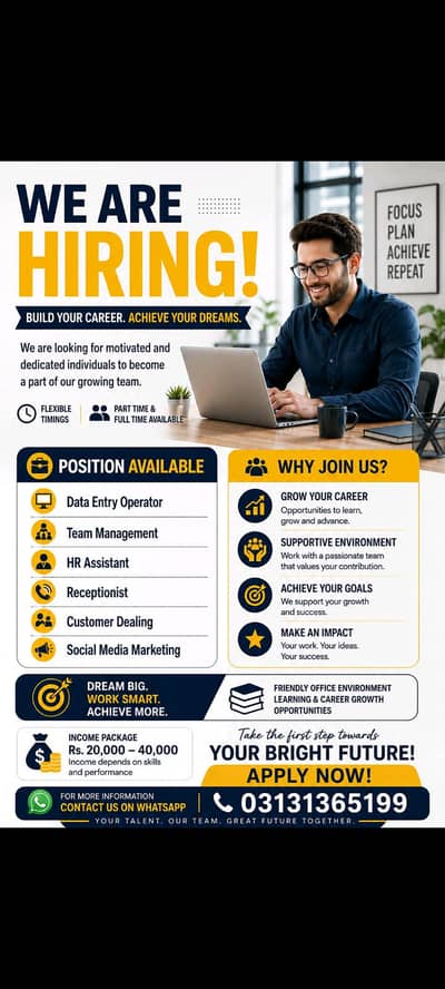 URGENT HIRING! Join Our Team Today | 20K-40K Salary + Bonuses