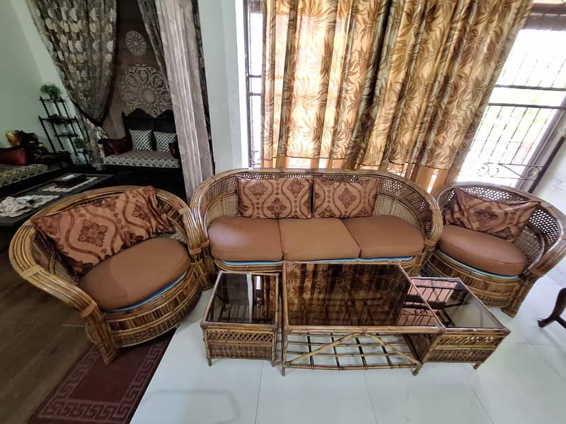 Cane Sofa Set – Excellent Condition 0