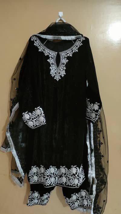 3 piece embroidered velvet dress