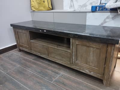 Wooden TV Console / Media Unit with Marble Top – Used