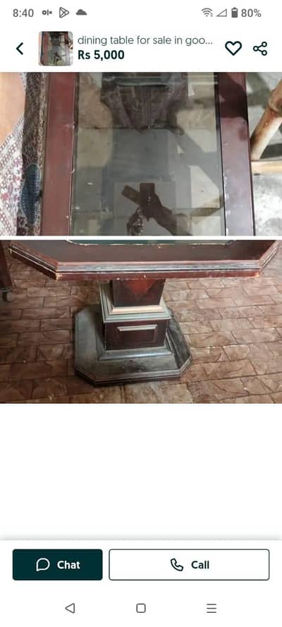dining table for sale in good condition ha 3 pcs