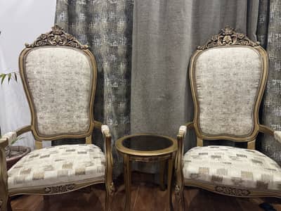 Wooden Sofa Chairs with Side Table