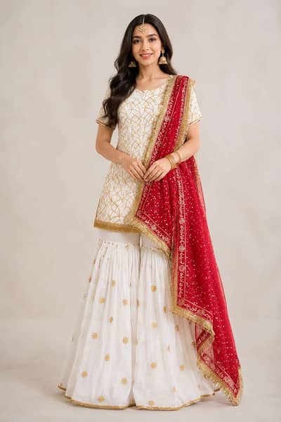 Luxury bridal white & gold Nikah dress