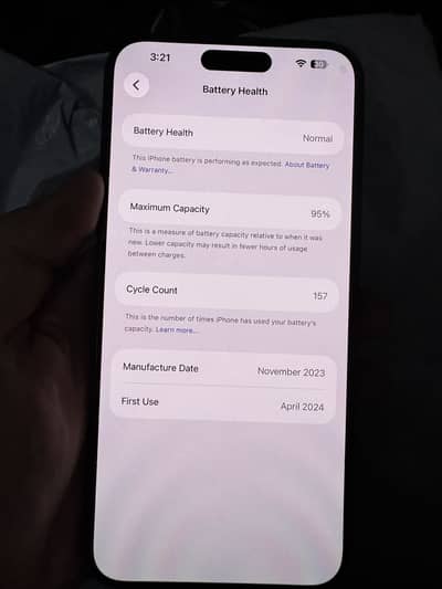 iPhone 15 promax black 256 gb jv 95 battery health