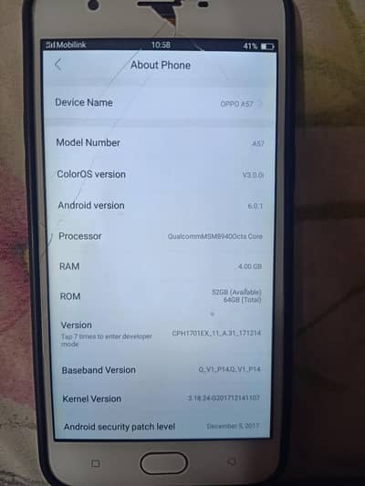 OPPO A57 4gb/64gb