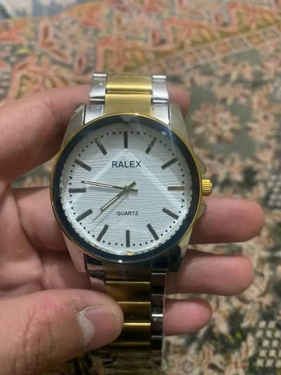 Ralex Men's Gold Silver Quartz Watch White Dial